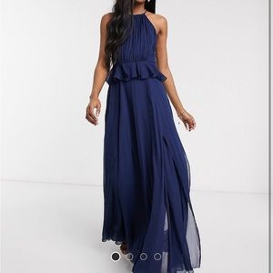 ASOS design pleated halter maxi dress